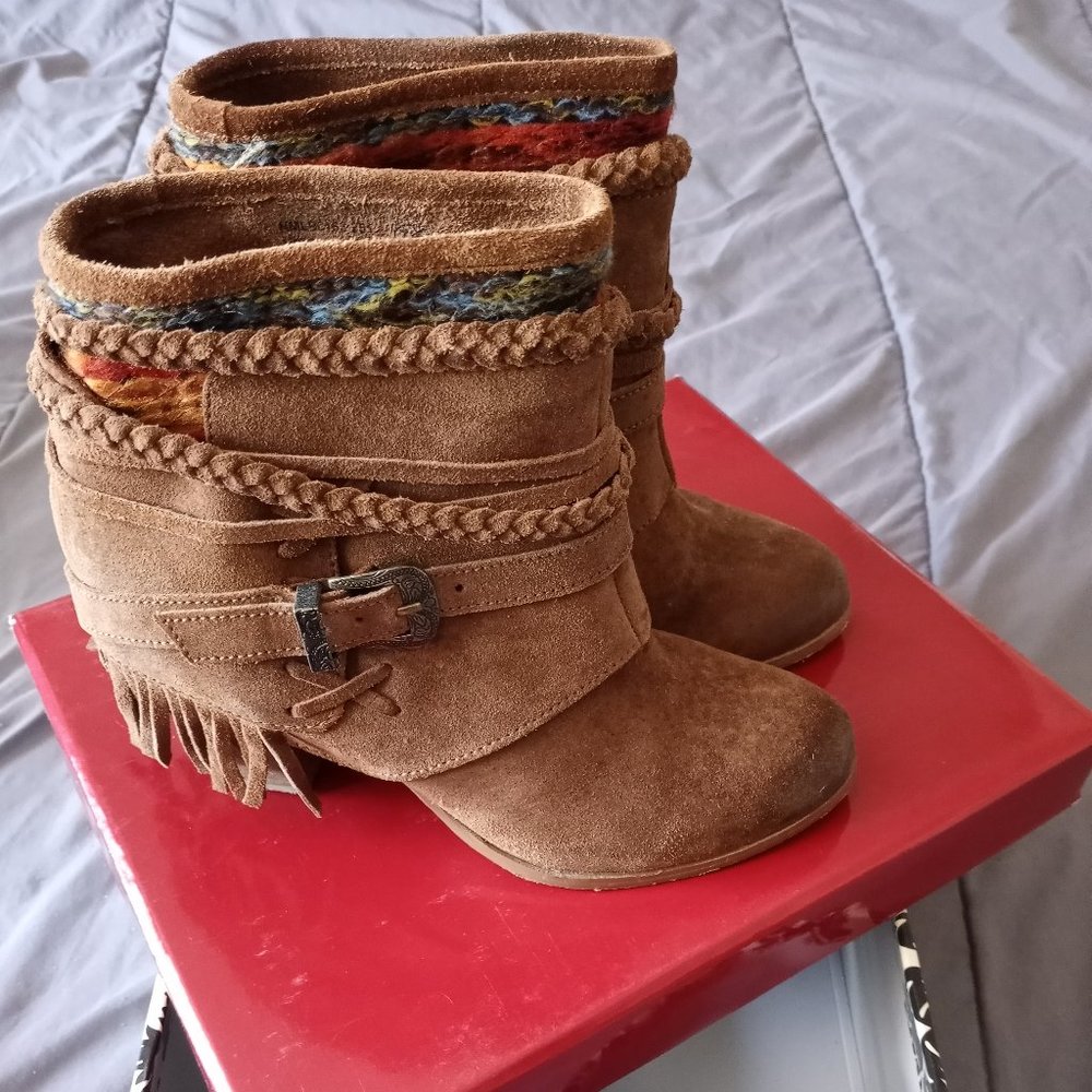 Suede Ankle Boots - Womens, Brown/Tan, 7.5